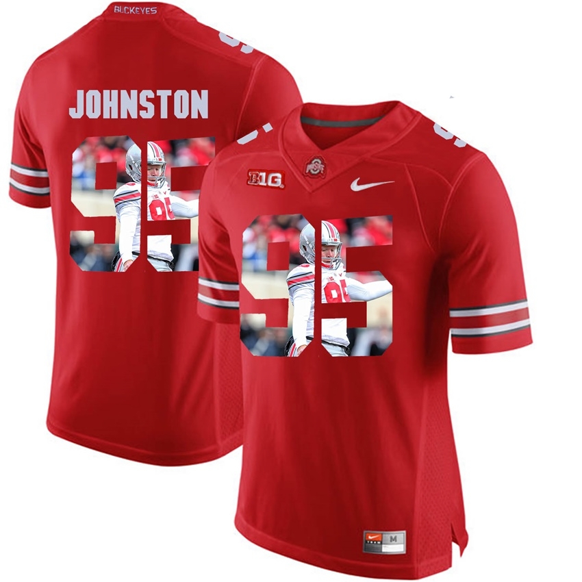 Ohio State Buckeyes Men's NCAA Cameron Johnston #95 Scarlet With Portrait Print College Football Jersey DXI5549MA